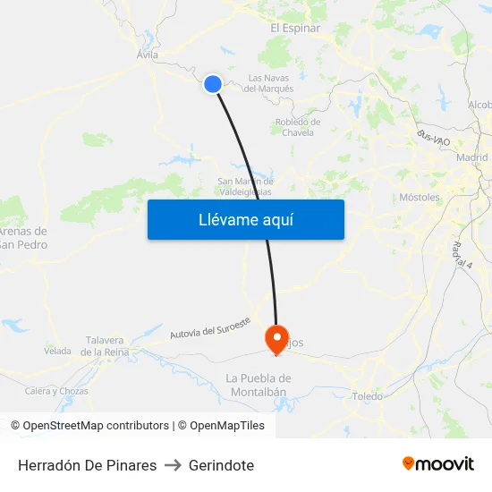 Herradón De Pinares to Gerindote map