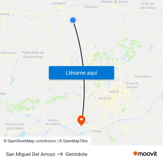 San Miguel Del Arroyo to Gerindote map