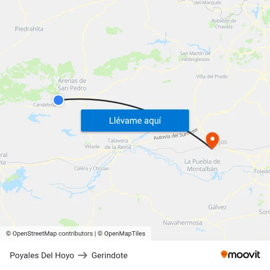 Poyales Del Hoyo to Gerindote map