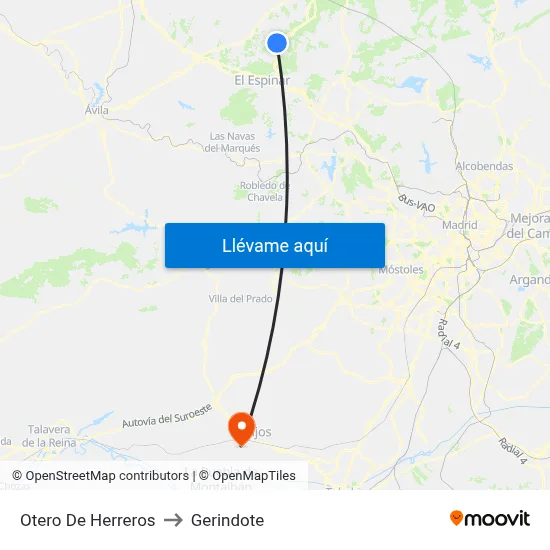 Otero De Herreros to Gerindote map