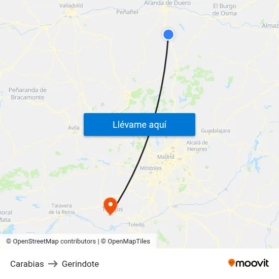 Carabias to Gerindote map