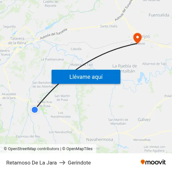 Retamoso De La Jara to Gerindote map