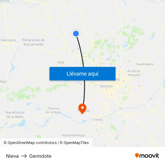 Nieva to Gerindote map