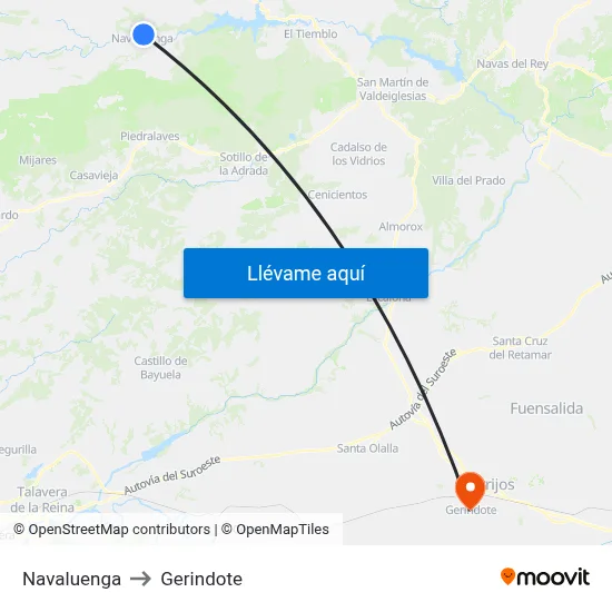 Navaluenga to Gerindote map