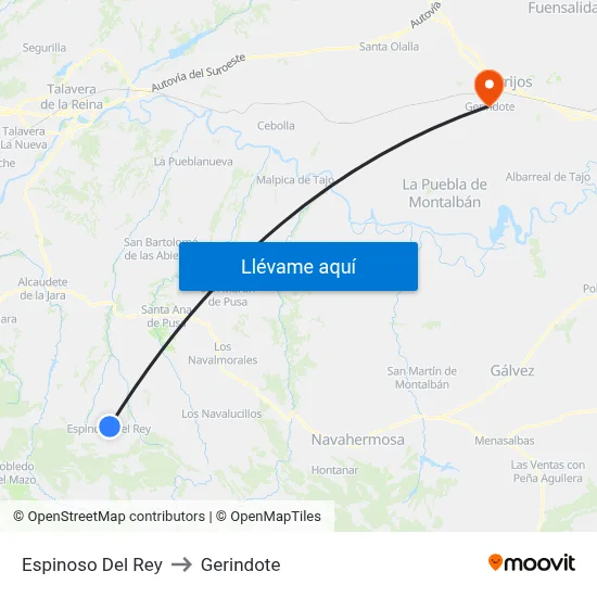 Espinoso Del Rey to Gerindote map