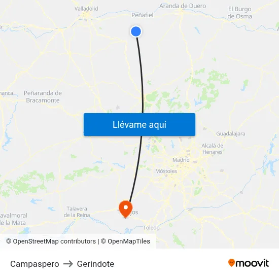 Campaspero to Gerindote map
