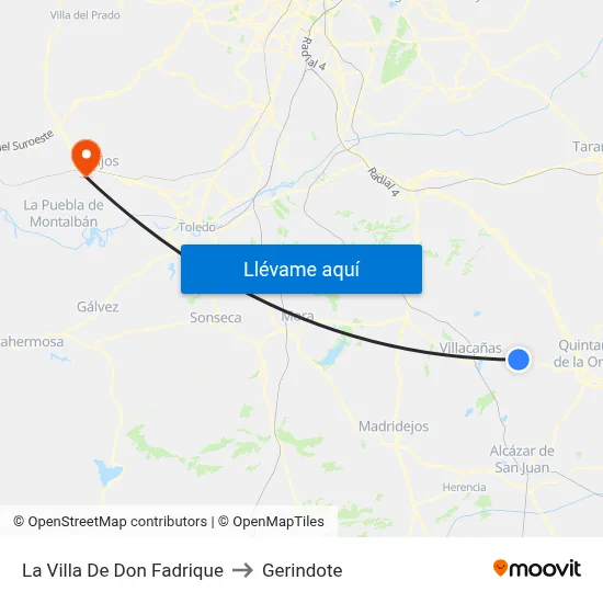 La Villa De Don Fadrique to Gerindote map