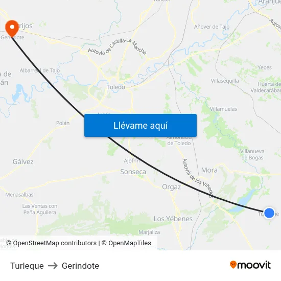 Turleque to Gerindote map