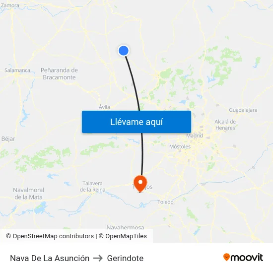 Nava De La Asunción to Gerindote map