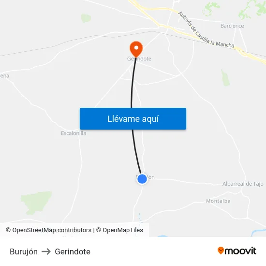 Burujón to Gerindote map