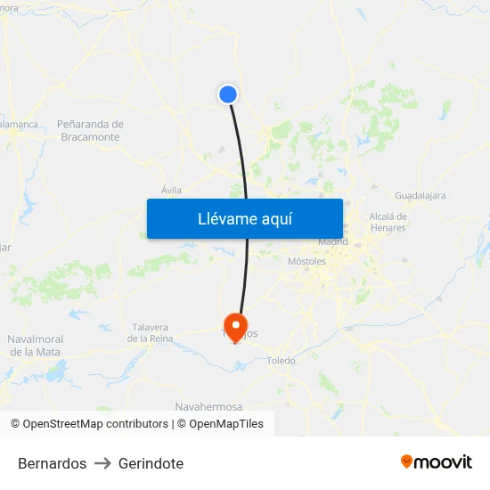 Bernardos to Gerindote map