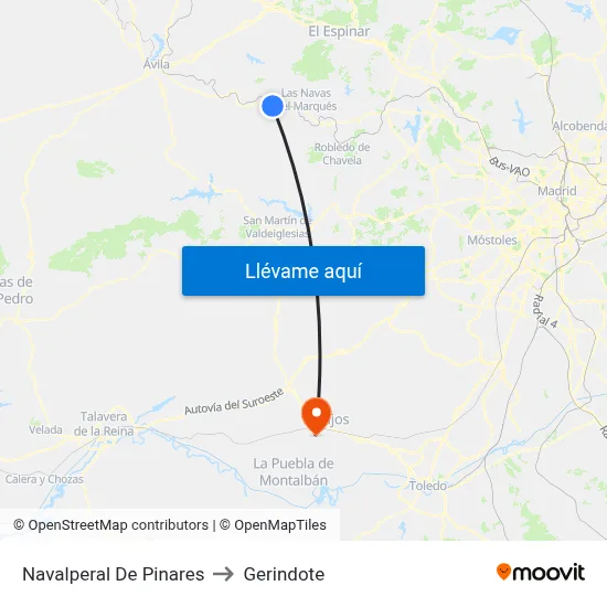 Navalperal De Pinares to Gerindote map