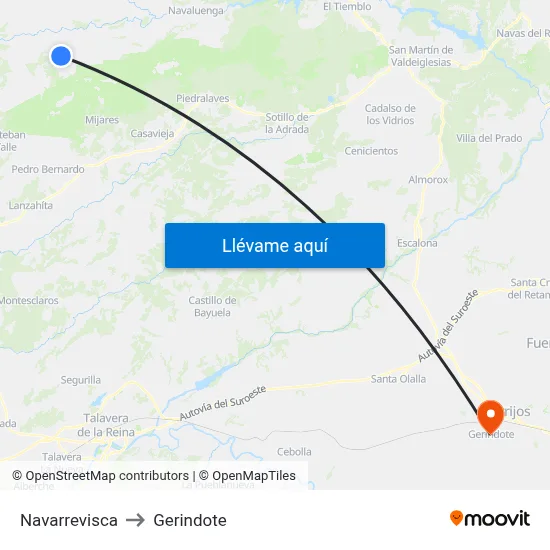 Navarrevisca to Gerindote map