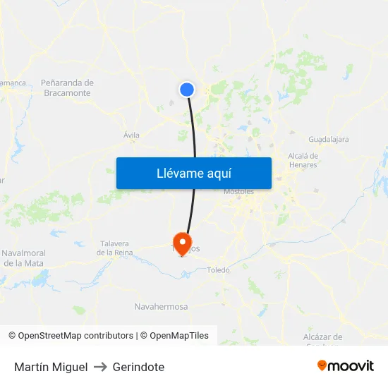 Martín Miguel to Gerindote map