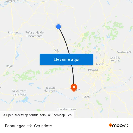 Rapariegos to Gerindote map
