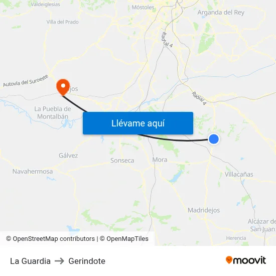 La Guardia to Gerindote map