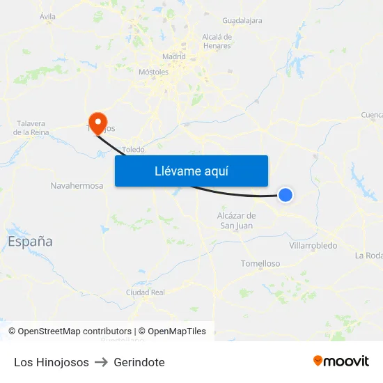 Los Hinojosos to Gerindote map