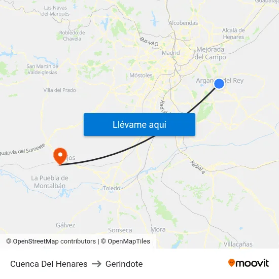 Cuenca Del Henares to Gerindote map