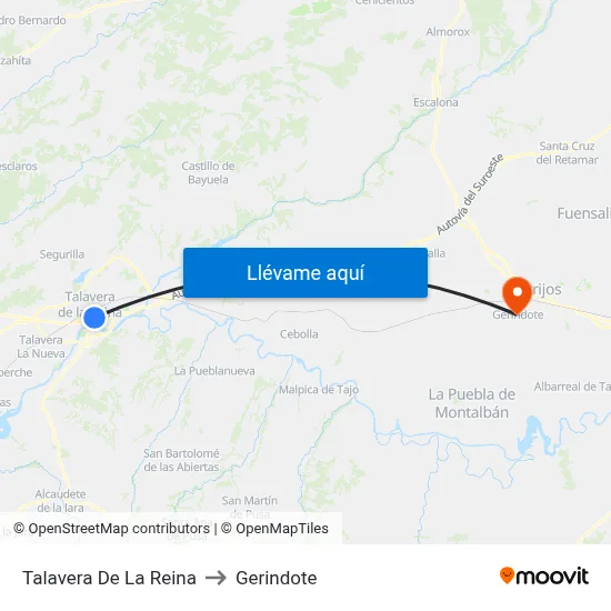 Talavera De La Reina to Gerindote map