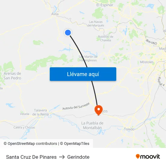 Santa Cruz De Pinares to Gerindote map