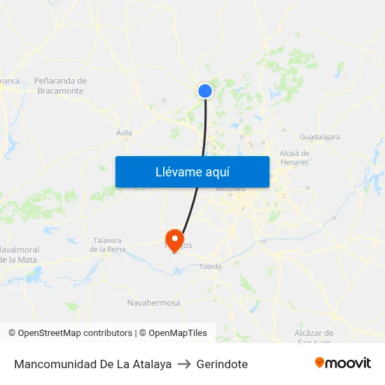 Mancomunidad De La Atalaya to Gerindote map