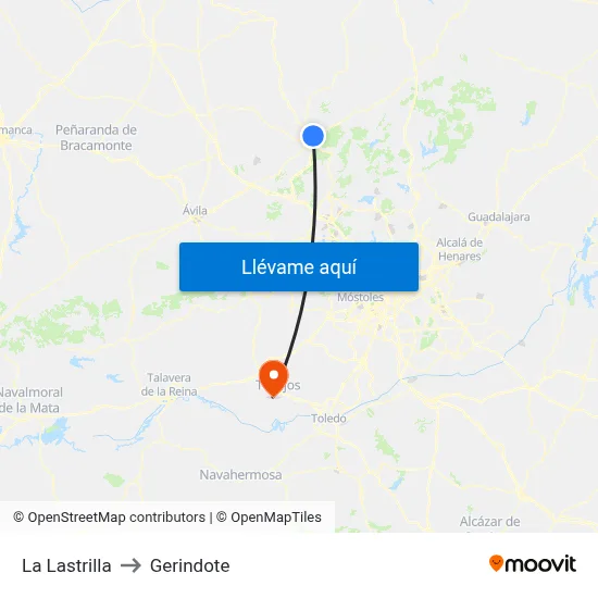 La Lastrilla to Gerindote map