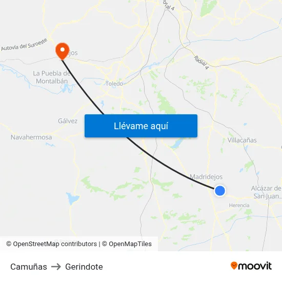 Camuñas to Gerindote map