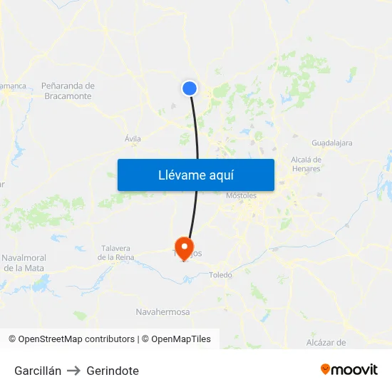Garcillán to Gerindote map