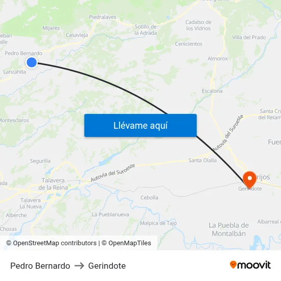 Pedro Bernardo to Gerindote map