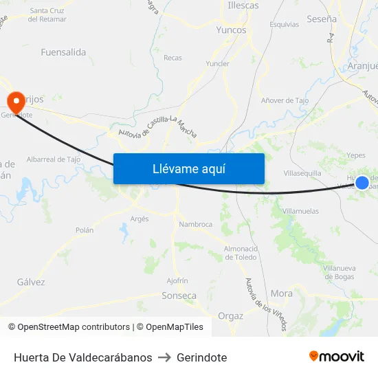 Huerta De Valdecarábanos to Gerindote map