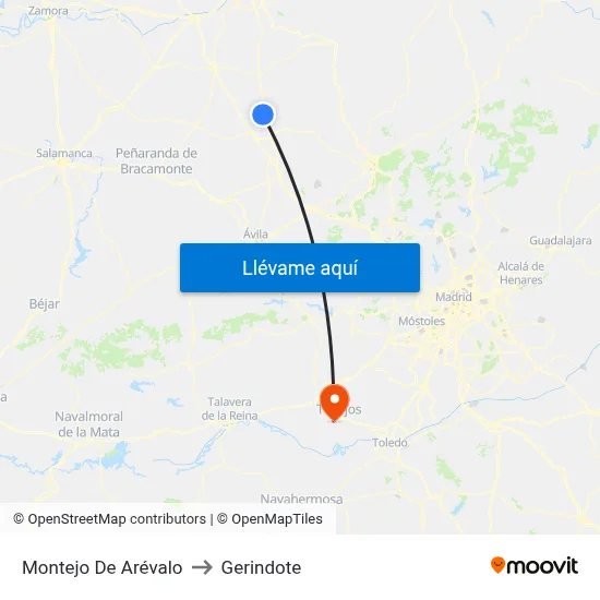 Montejo De Arévalo to Gerindote map