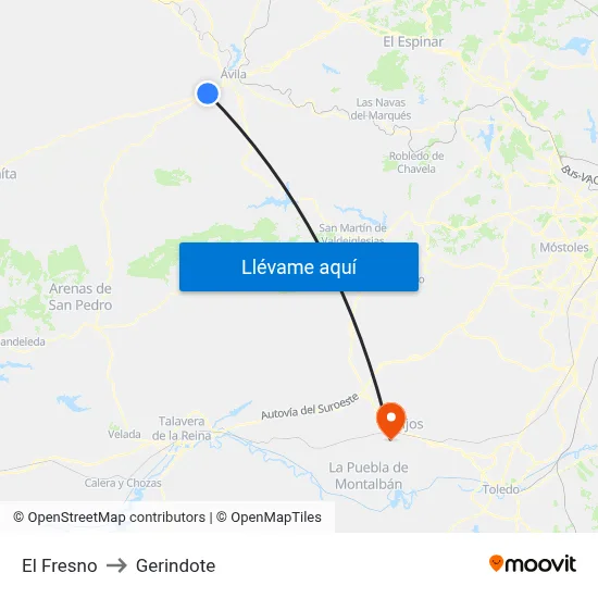 El Fresno to Gerindote map