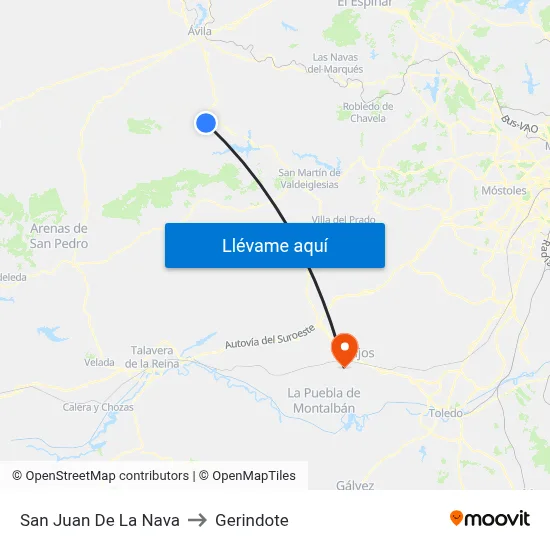 San Juan De La Nava to Gerindote map