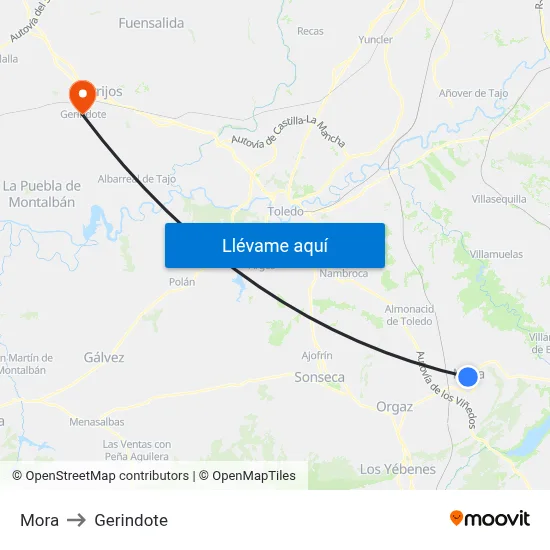Mora to Gerindote map