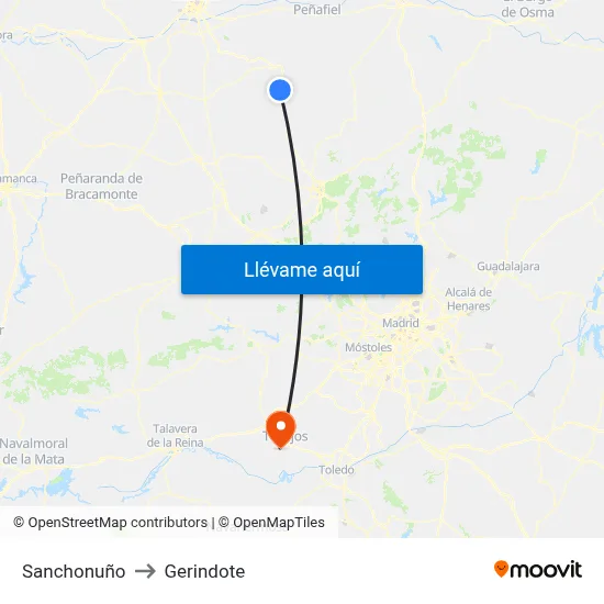 Sanchonuño to Gerindote map