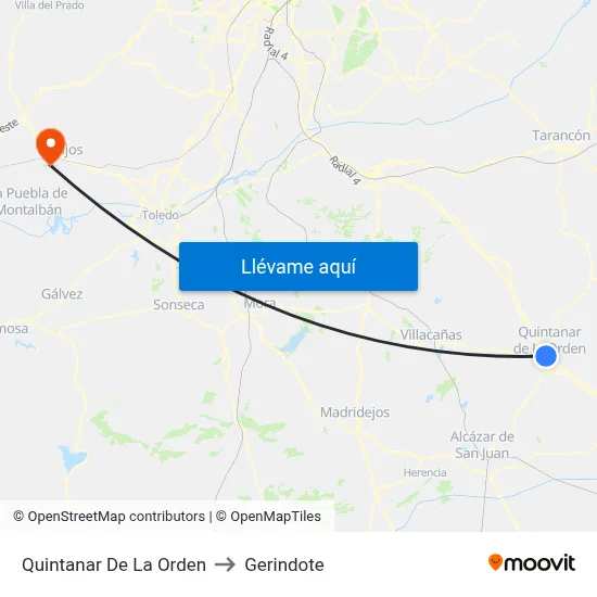Quintanar De La Orden to Gerindote map