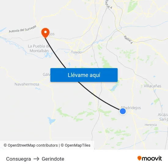 Consuegra to Gerindote map