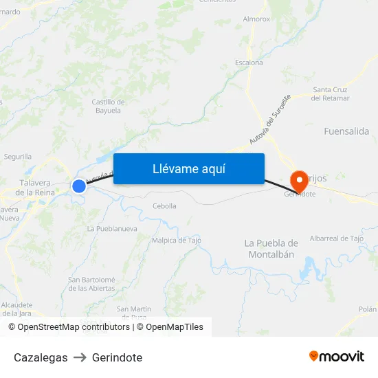 Cazalegas to Gerindote map
