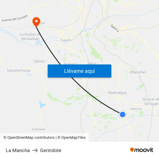 La Mancha to Gerindote map