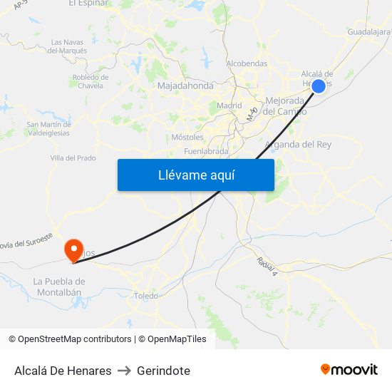 Alcalá De Henares to Gerindote map