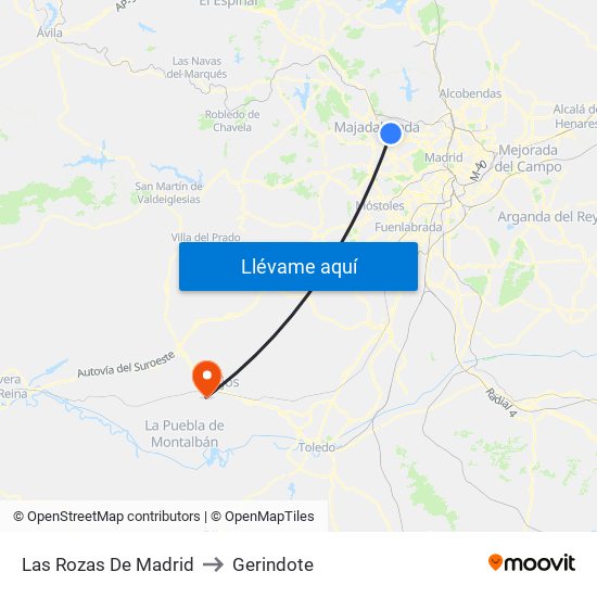 Las Rozas De Madrid to Gerindote map