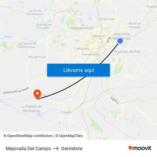 Mejorada Del Campo to Gerindote map