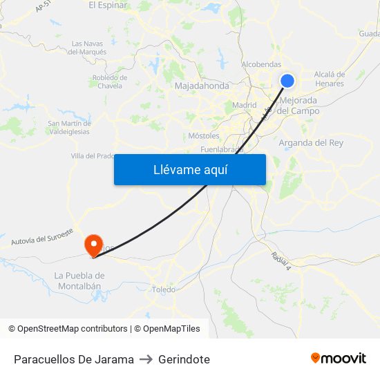 Paracuellos De Jarama to Gerindote map