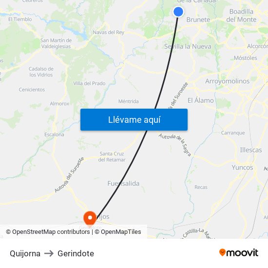Quijorna to Gerindote map