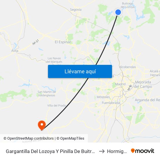 Gargantilla Del Lozoya Y Pinilla De Buitrago to Hormigos map