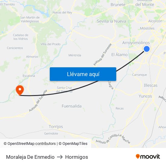 Moraleja De Enmedio to Hormigos map