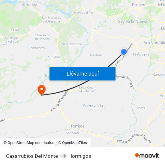 Casarrubios Del Monte to Hormigos map