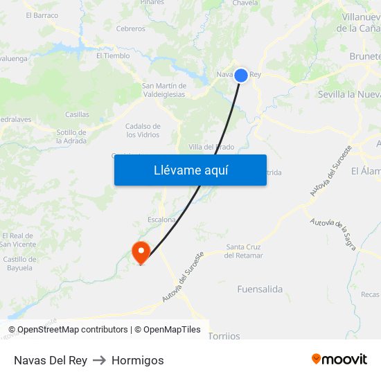 Navas Del Rey to Hormigos map