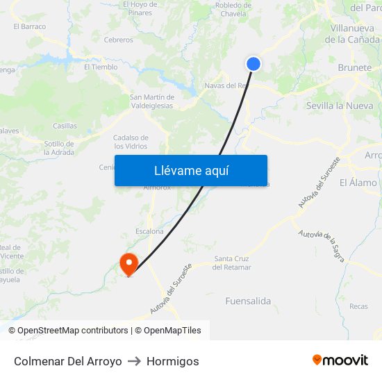 Colmenar Del Arroyo to Hormigos map