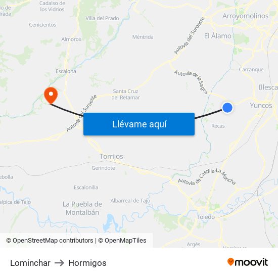 Lominchar to Hormigos map